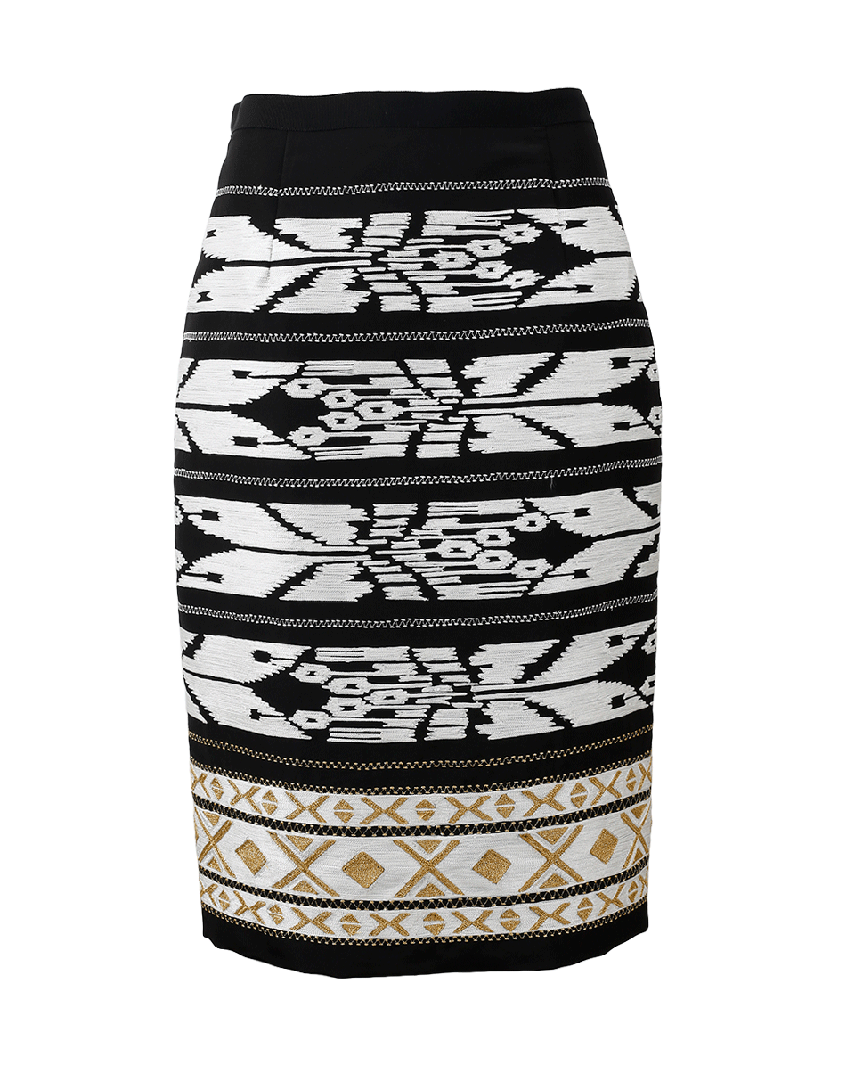 OSCAR DE LA RENTA-Ikat Threadwork Embroidered Pencil Skirt-