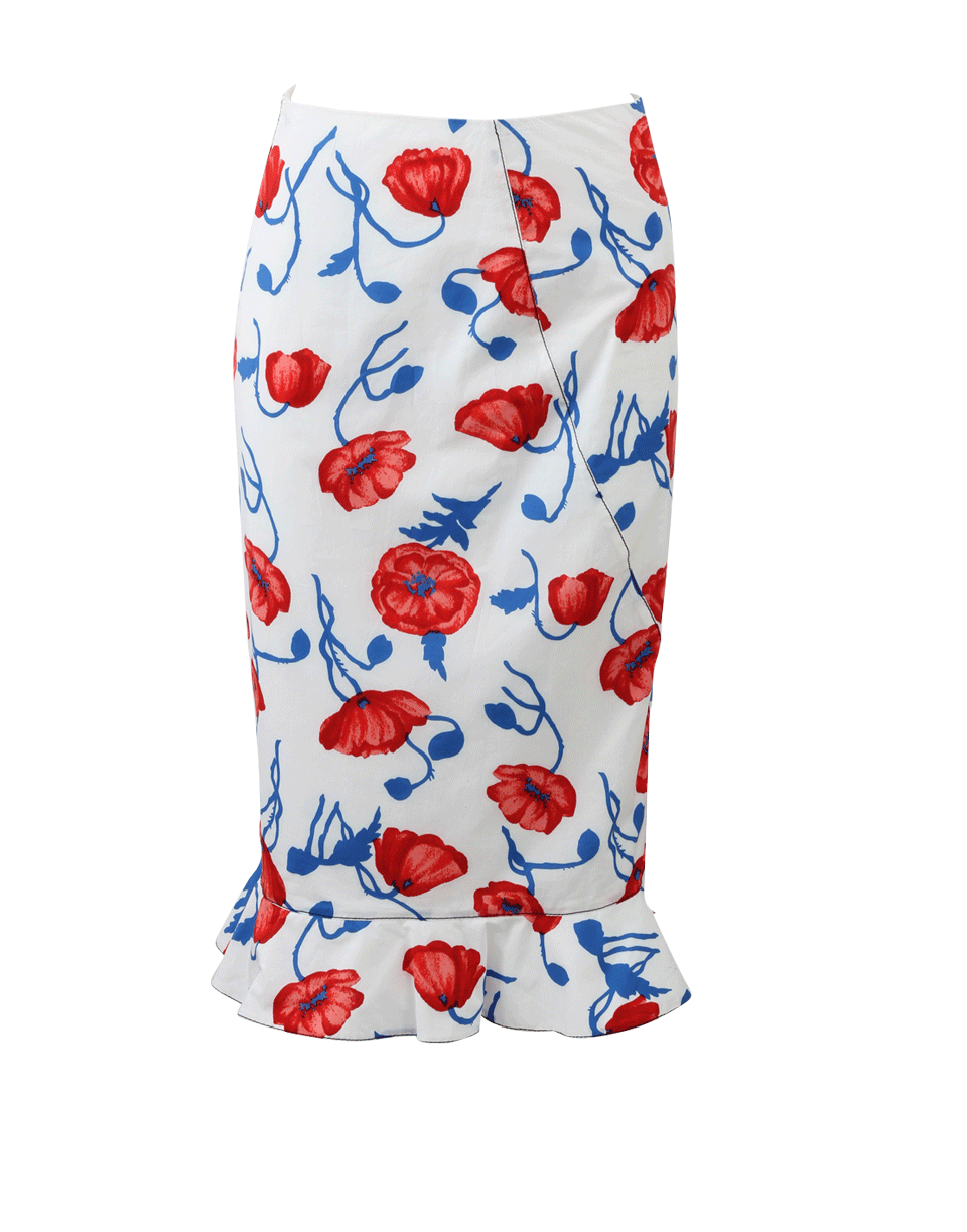 OSCAR DE LA RENTA-Tossed Poppies Skirt-