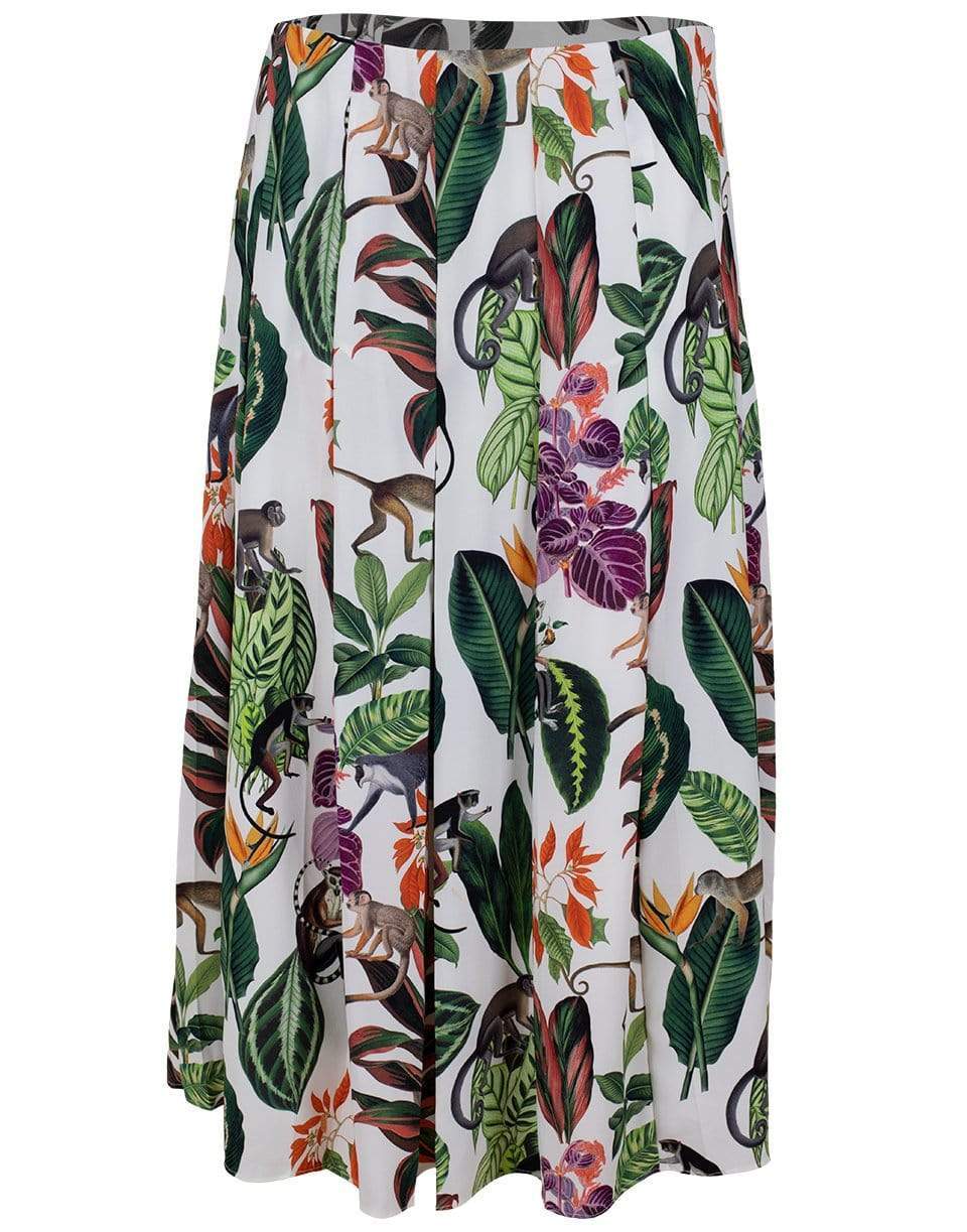 OSCAR DE LA RENTA-Stitch Down Jungle Print Skirt-WHITE