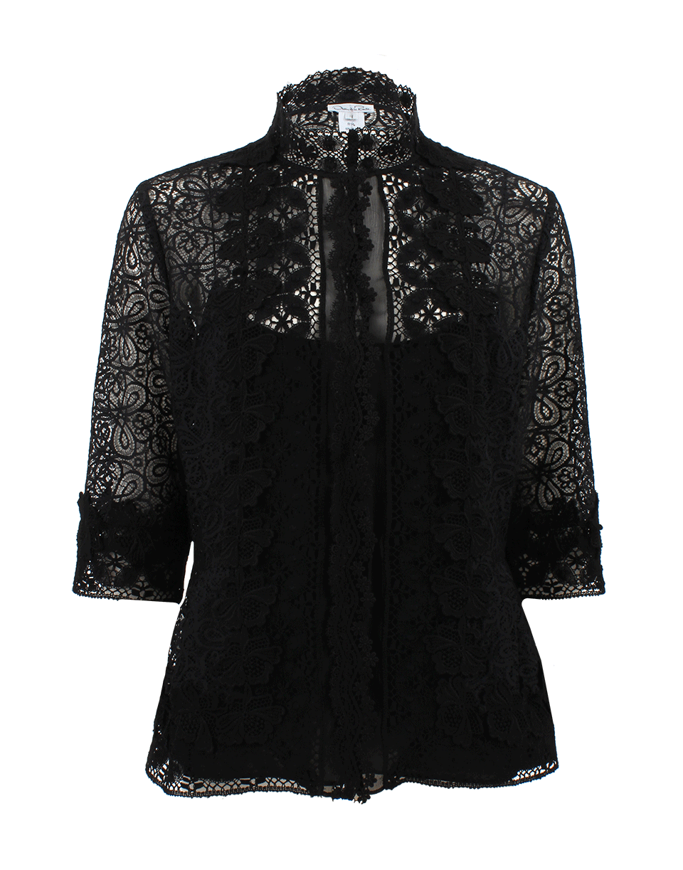 OSCAR DE LA RENTA-Snap Lace Blouse And Cami-BLACK