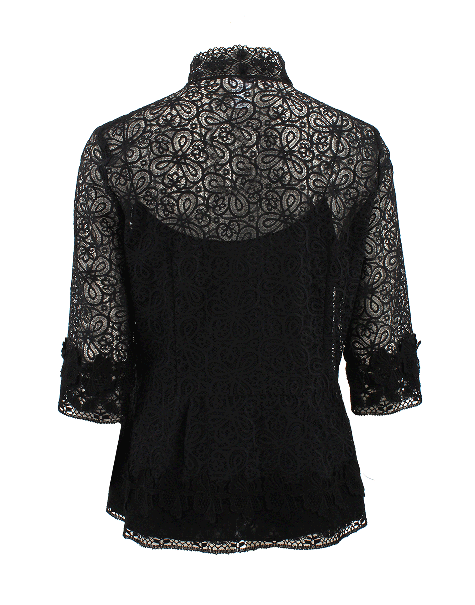 OSCAR DE LA RENTA-Snap Lace Blouse And Cami-BLACK