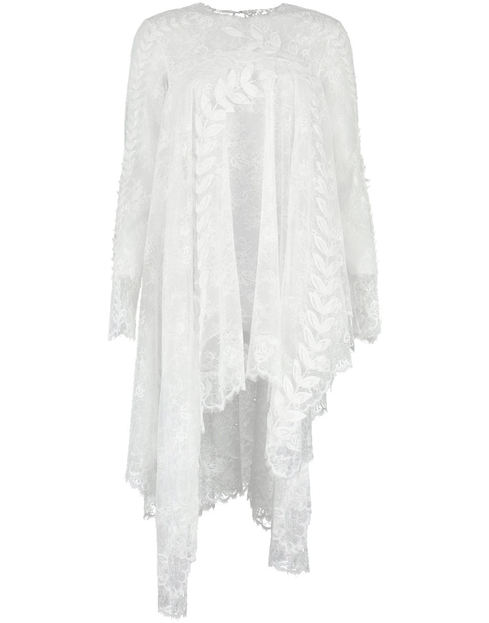 OSCAR DE LA RENTA-Lace Asymmetrical Embroidered Blouse-