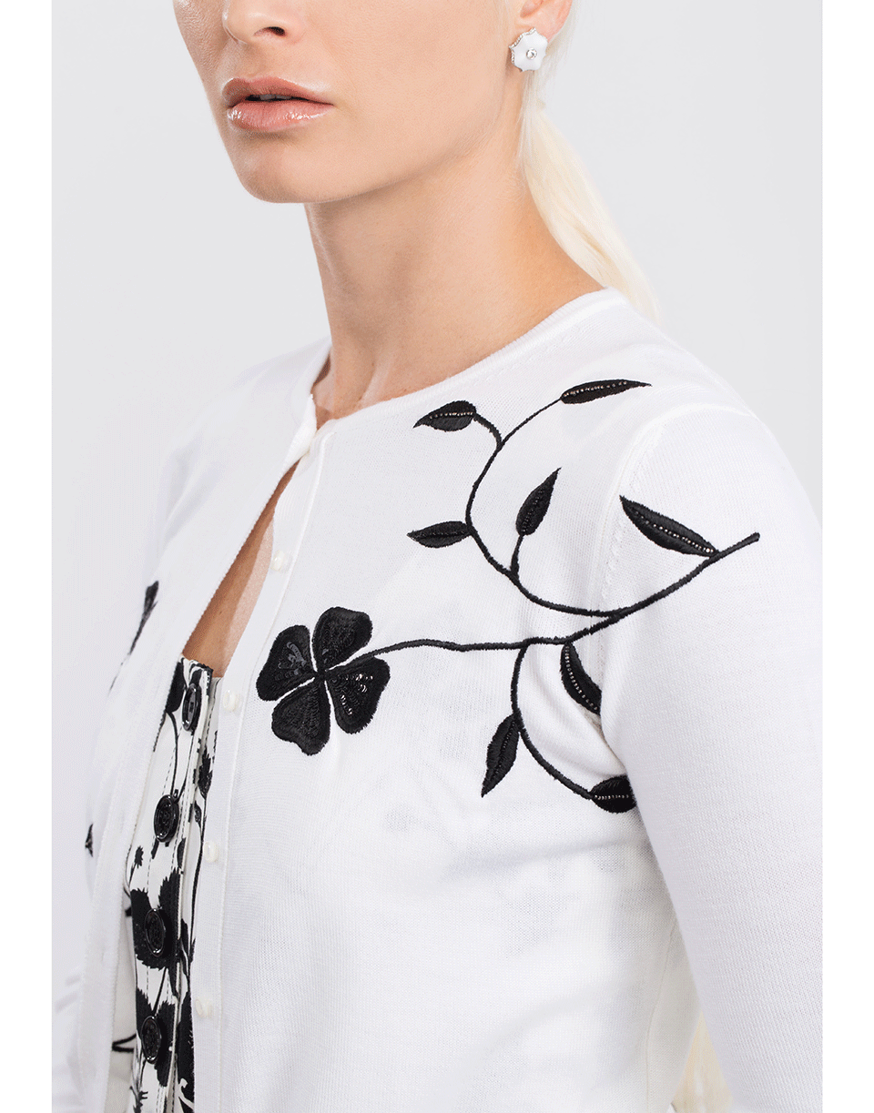 OSCAR DE LA RENTA-Cropped Embroidered Cardigan-