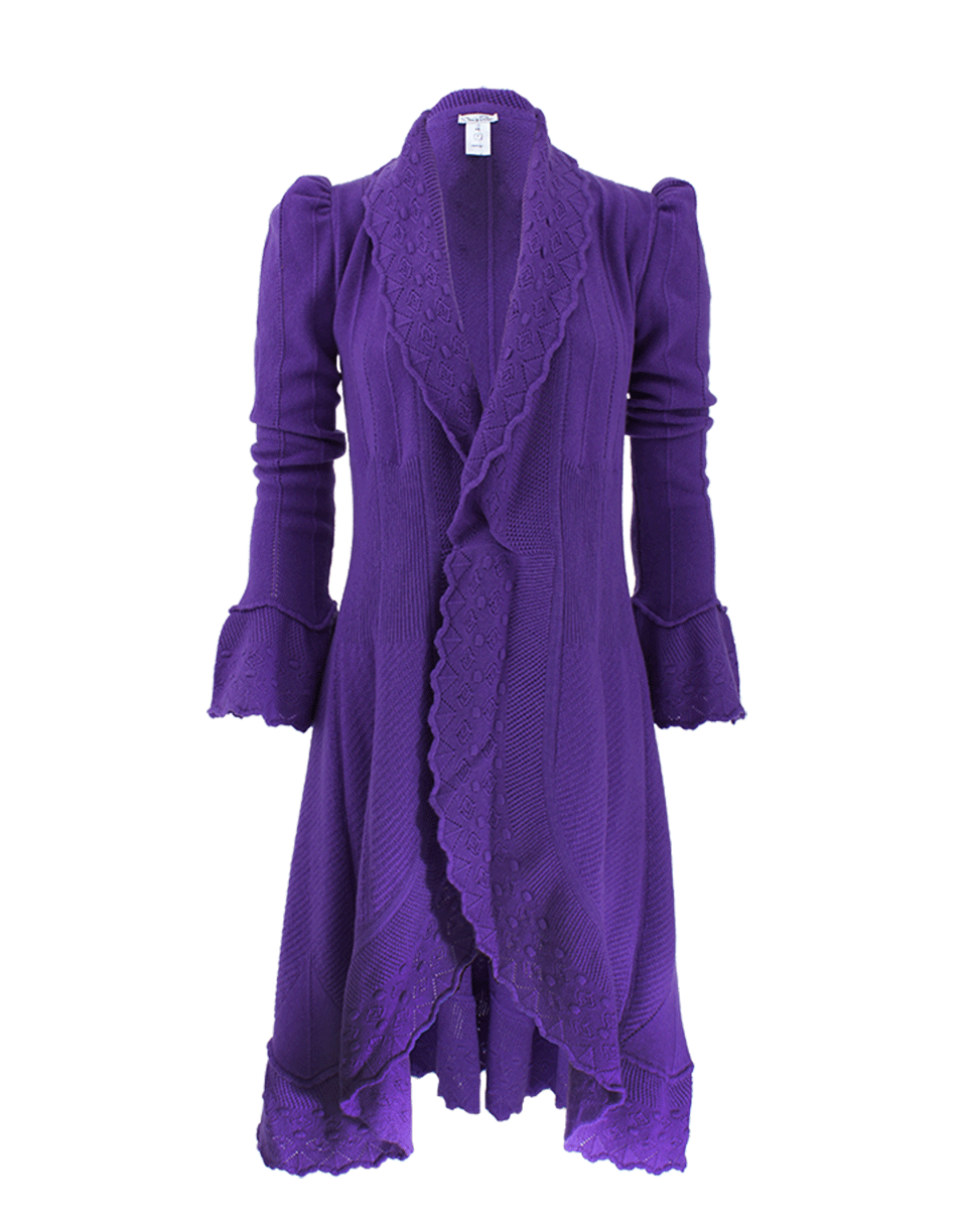 Long Sleeve Ruffle Front Drape Coat CLOTHINGTOPCARDIGAN OSCAR DE LA RENTA   