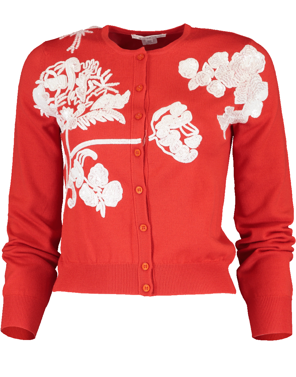 Sequined Floral Embroidered Cardigan CLOTHINGTOPCARDIGAN OSCAR DE LA RENTA   