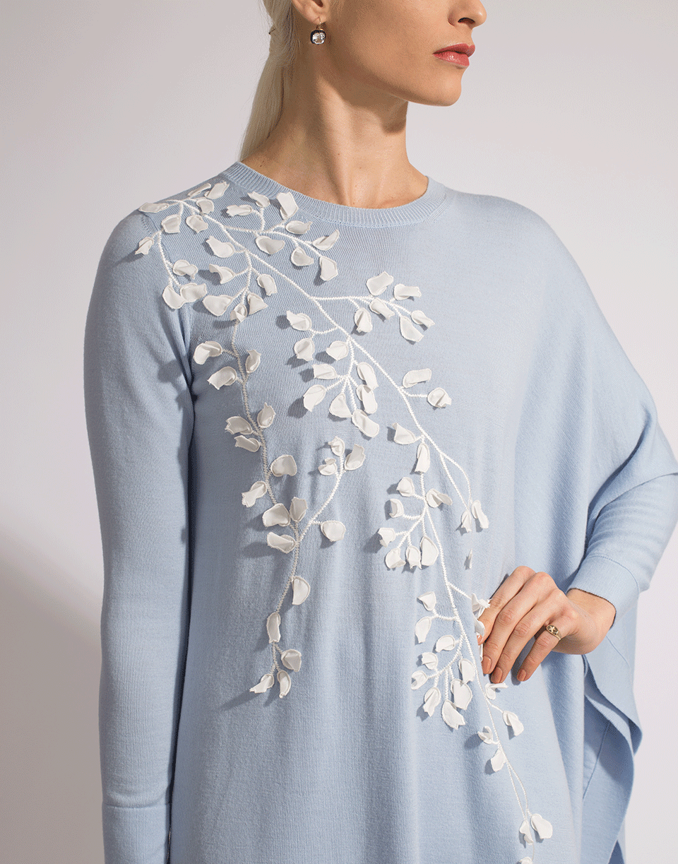 OSCAR DE LA RENTA-Floral Embroidered Knit Pullover-