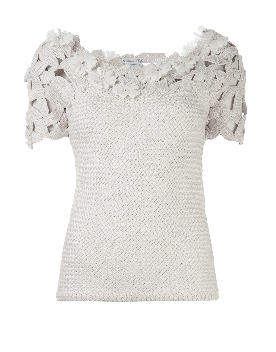 Jewel Neck Crochet Top CLOTHINGTOPKNITS OSCAR DE LA RENTA   