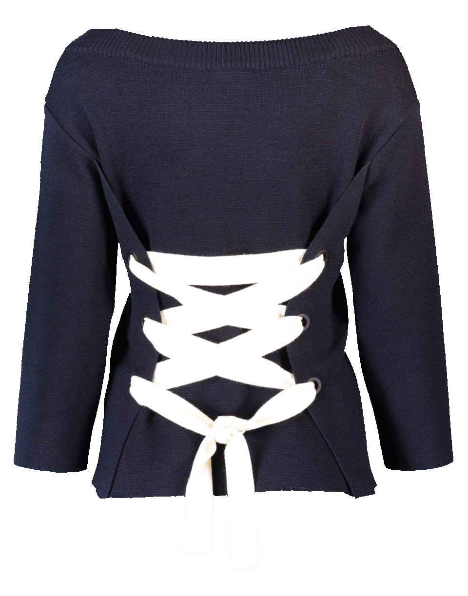 Knit Top With Lace Up Back Detail CLOTHINGTOPKNITS OSCAR DE LA RENTA   