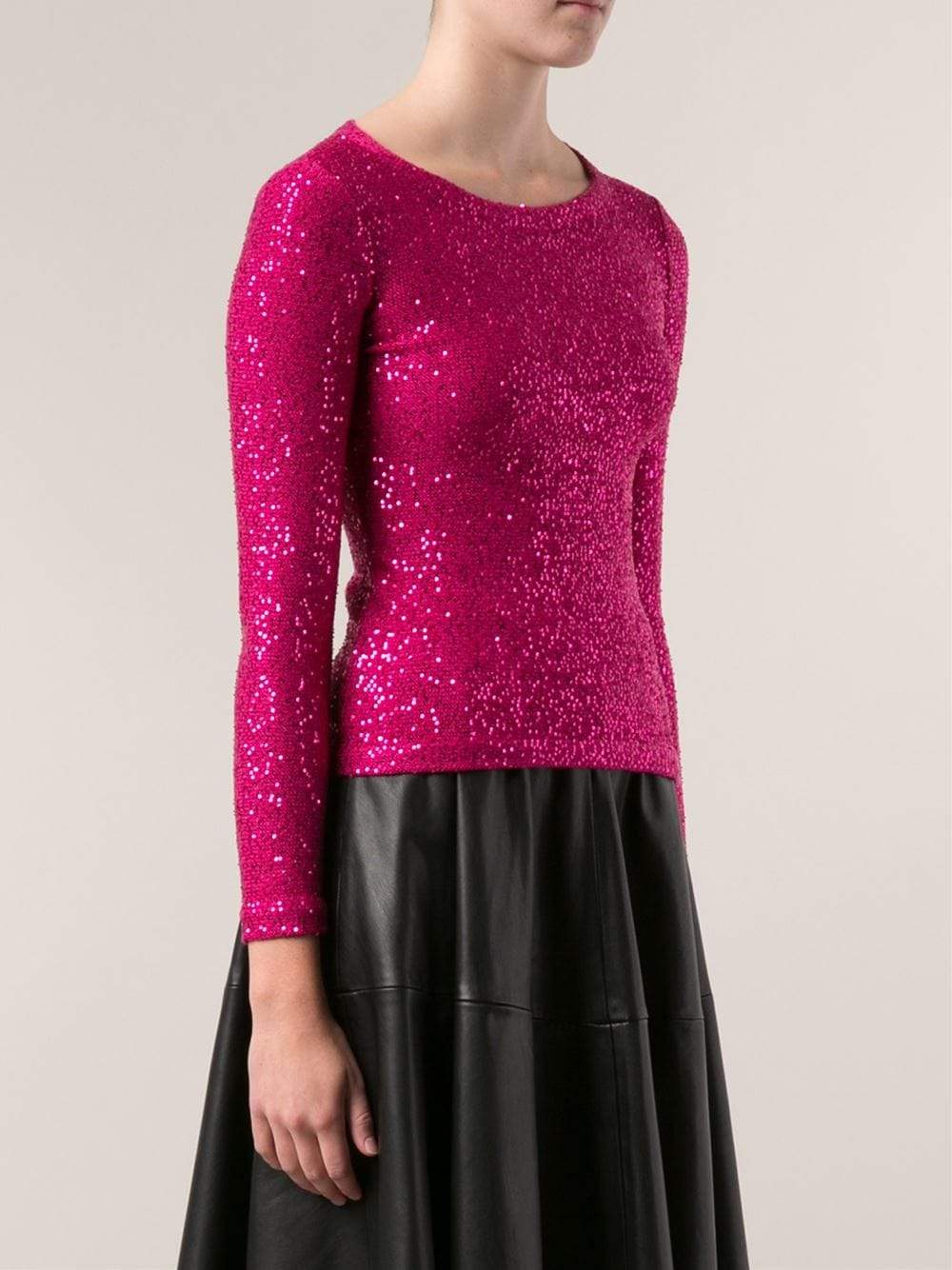 OSCAR DE LA RENTA-Pailette Knit Top-