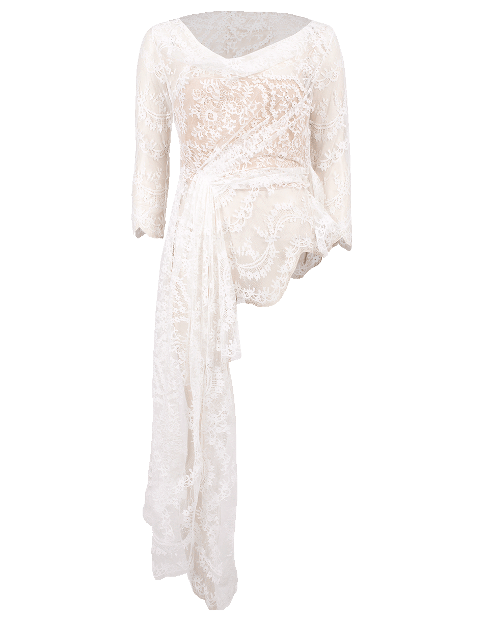 OSCAR DE LA RENTA-Asymmetrical Lace Top-