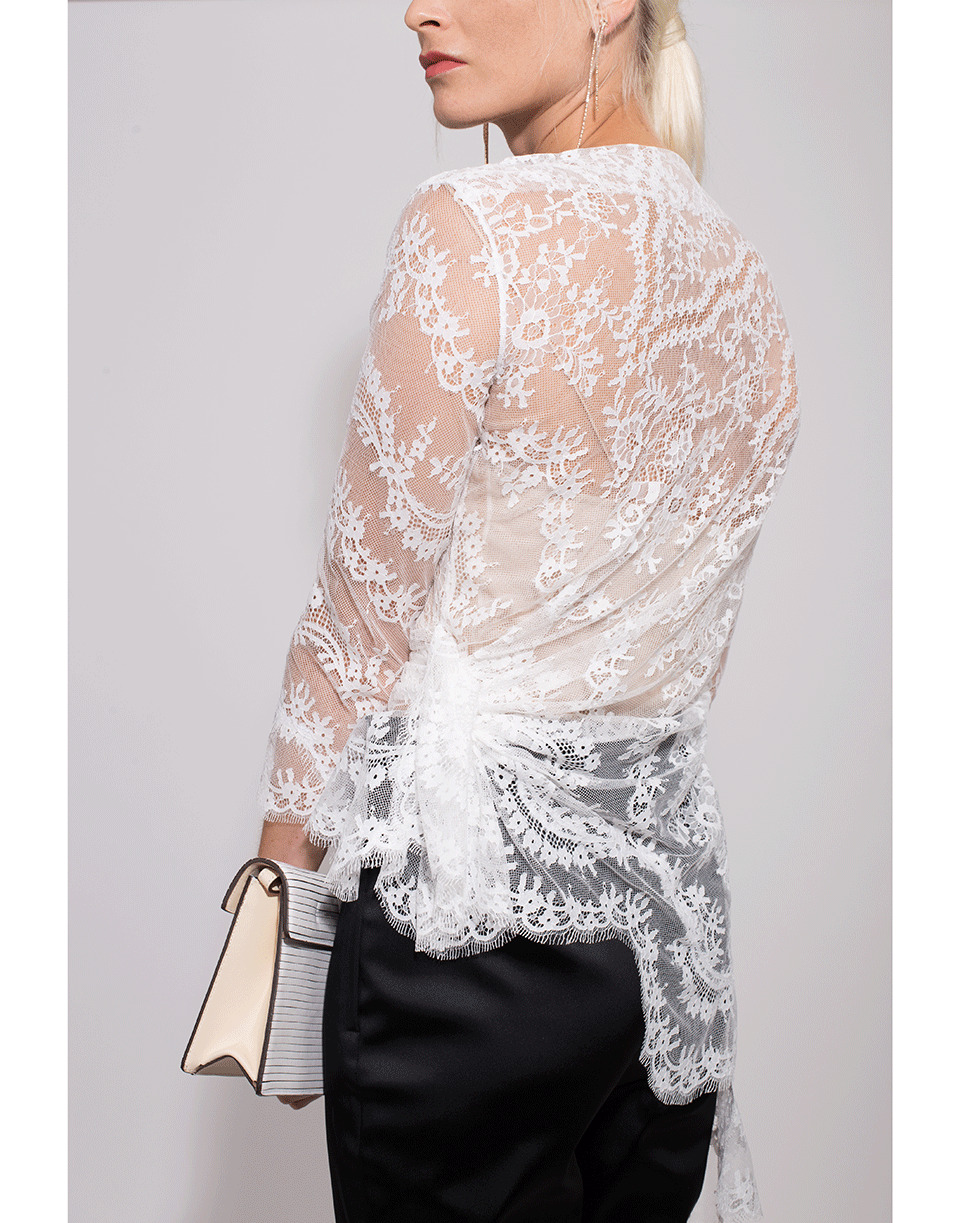 OSCAR DE LA RENTA-Asymmetrical Lace Top-