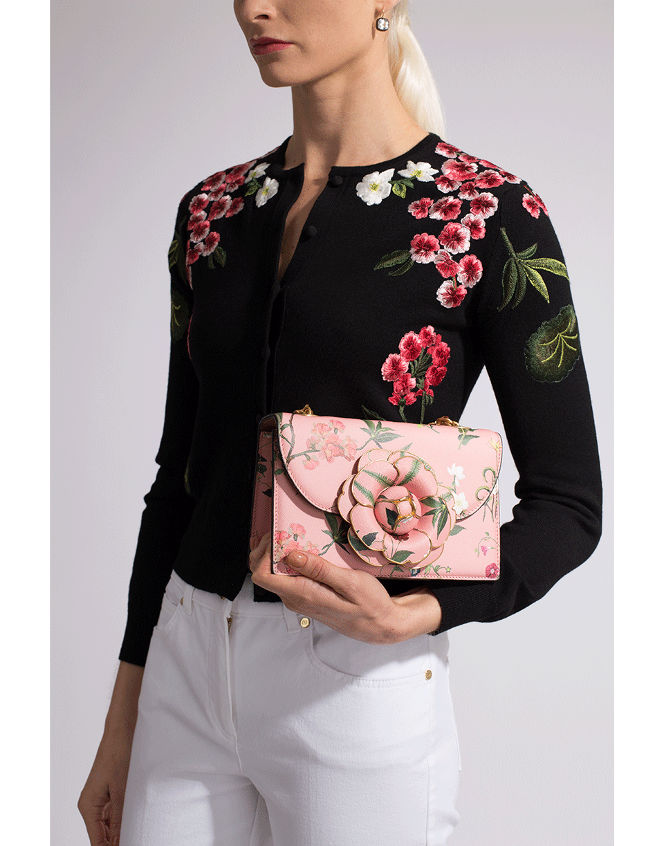 OSCAR DE LA RENTA-Floral Print Tro Handbag-CLAY
