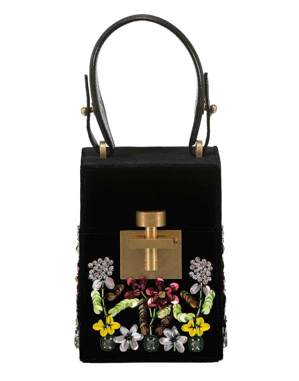 OSCAR DE LA RENTA-Embroidered Alibi Mini Box Bag-BLACK