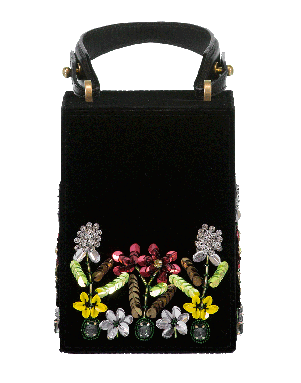 OSCAR DE LA RENTA-Embroidered Alibi Mini Box Bag-BLACK