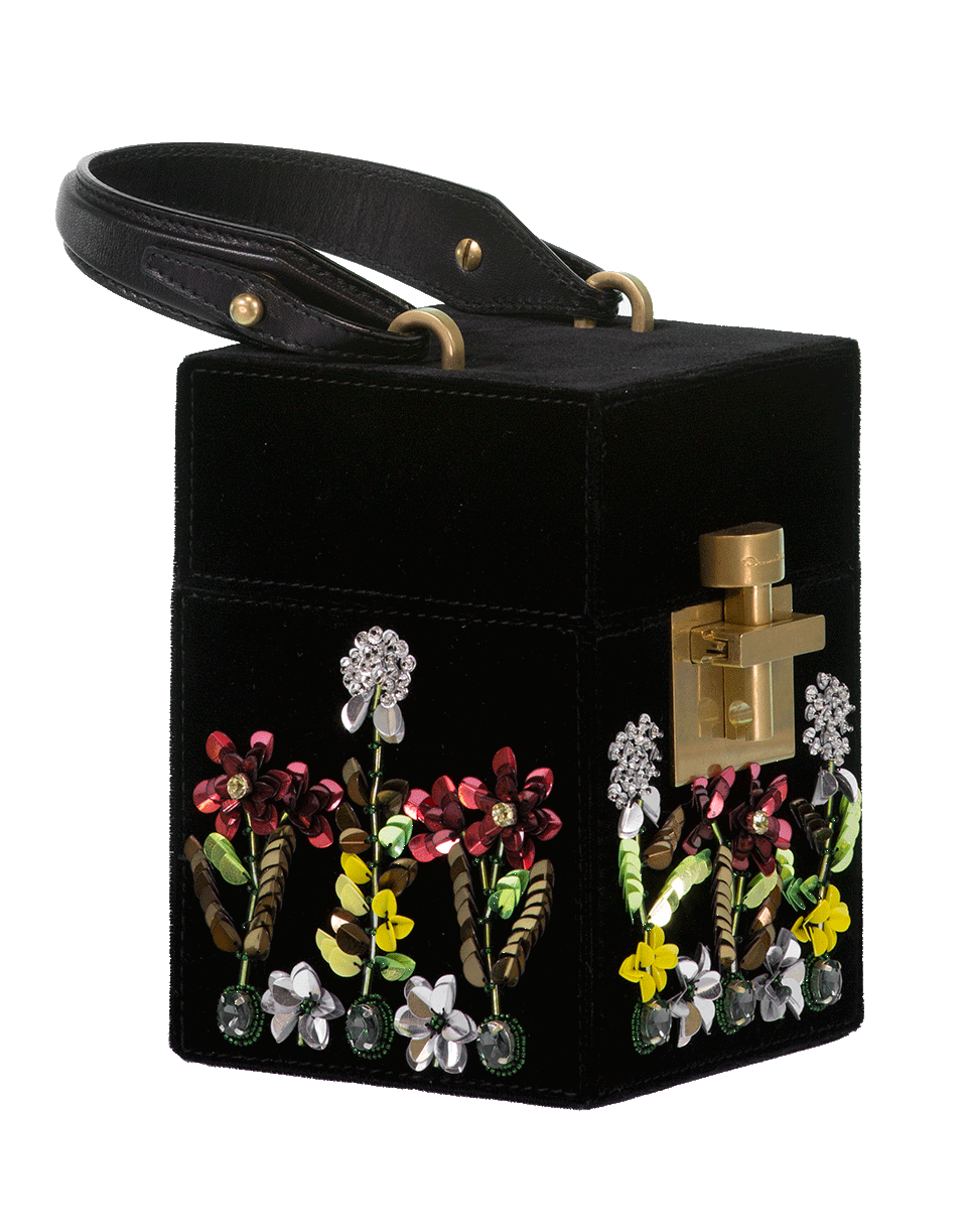 OSCAR DE LA RENTA-Embroidered Alibi Mini Box Bag-BLACK