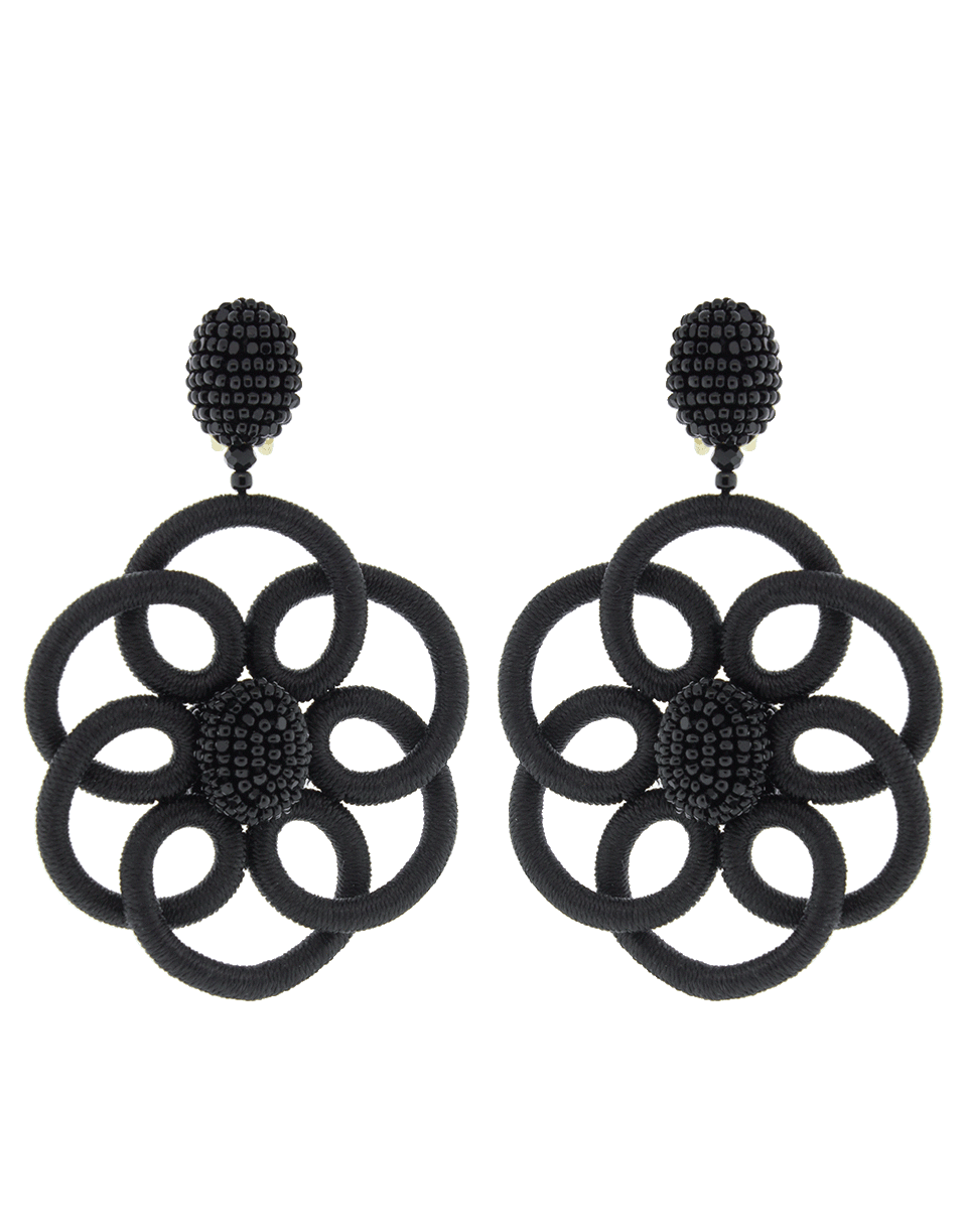 OSCAR DE LA RENTA-Abstract Silk Flower Earrings-BLACK