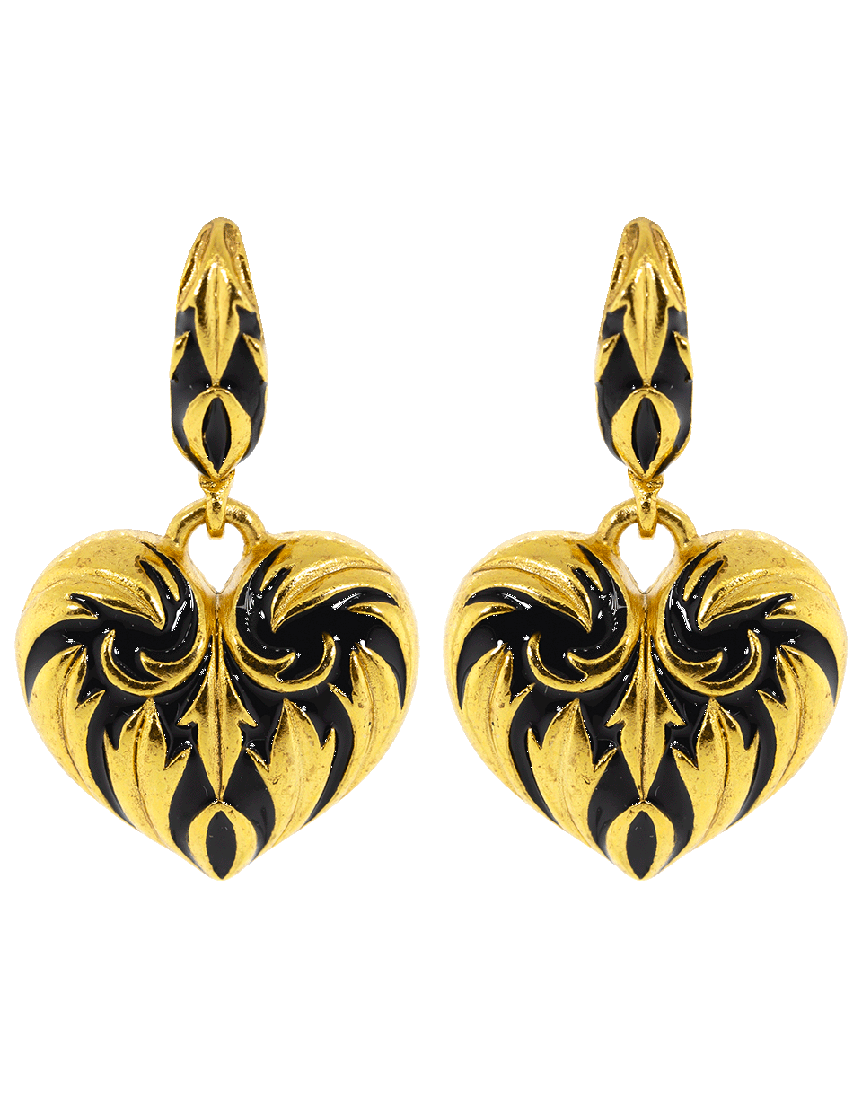 OSCAR DE LA RENTA-Painted Heart Earrings-BLACK