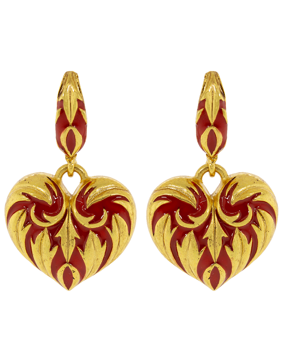 OSCAR DE LA RENTA-Painted Heart Earrings-CAYENNE