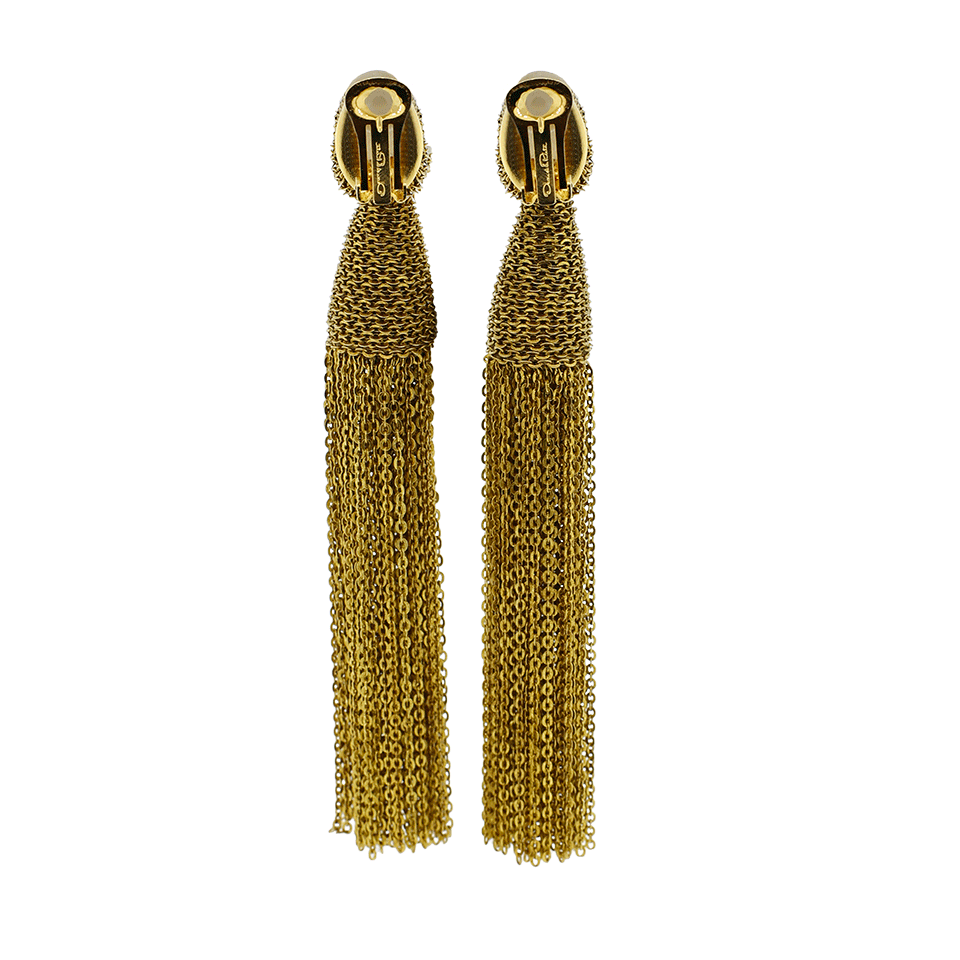 OSCAR DE LA RENTA-Chain Tassel Earrings-GOLD