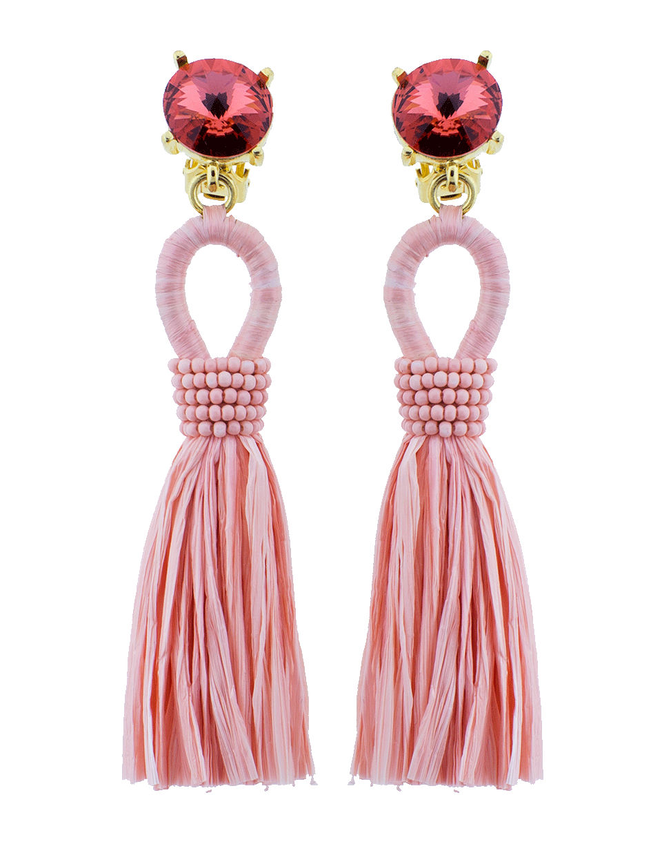 OSCAR DE LA RENTA-Raffia Tassel Earrings-GRAPEFRU