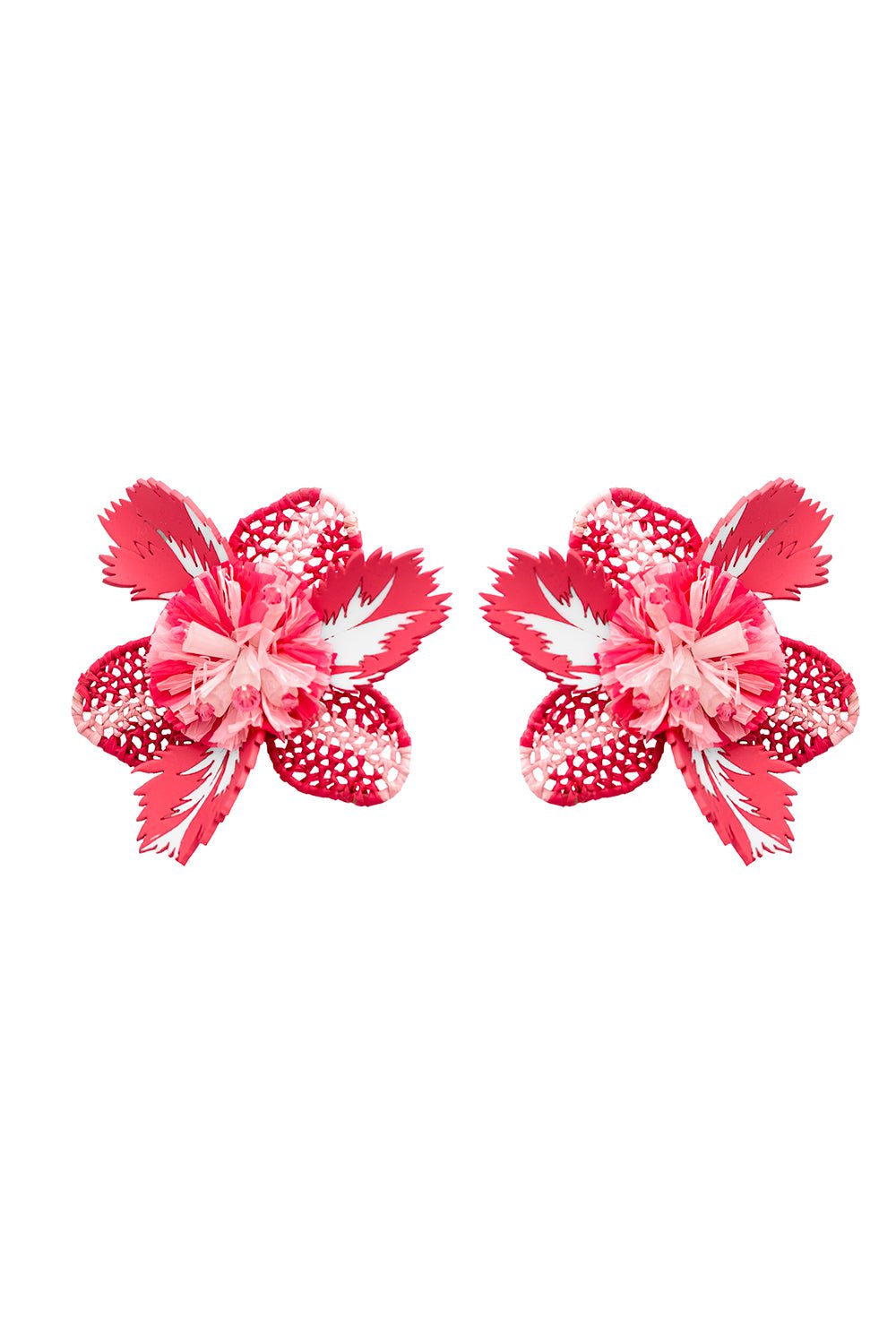 OSCAR DE LA RENTA-Large Tropical Flower Earrings-PINK
