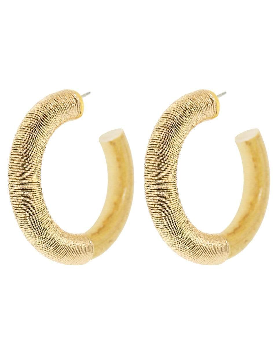 OSCAR DE LA RENTA-Thread Embellished Hoop Earrings-TAN