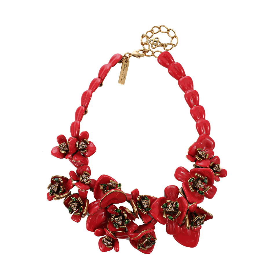 OSCAR DE LA RENTA-Painted Flower Necklace-AMARANTH