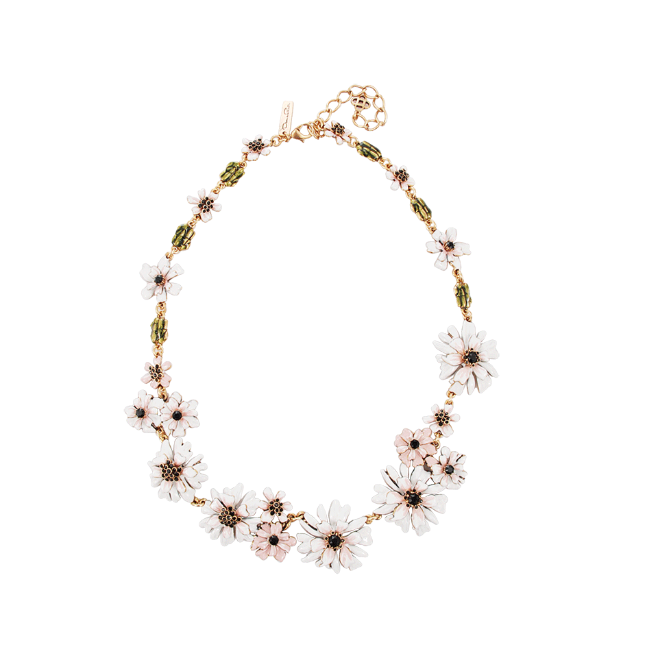 OSCAR DE LA RENTA-Painted Carnation Necklace-BLK/WHT
