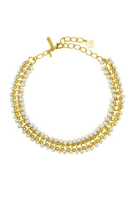 OSCAR DE LA RENTA-Pearl Small Link Necklace-GOLD