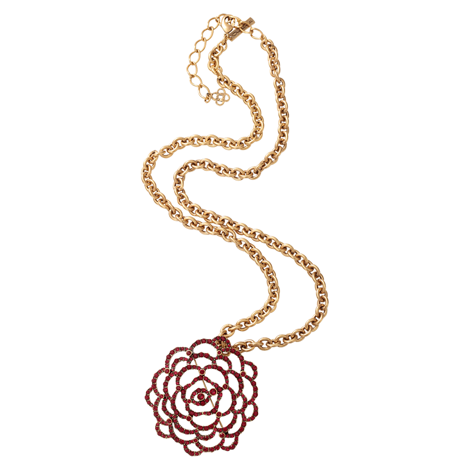 OSCAR DE LA RENTA-Flower Brooch Necklace-CLARET