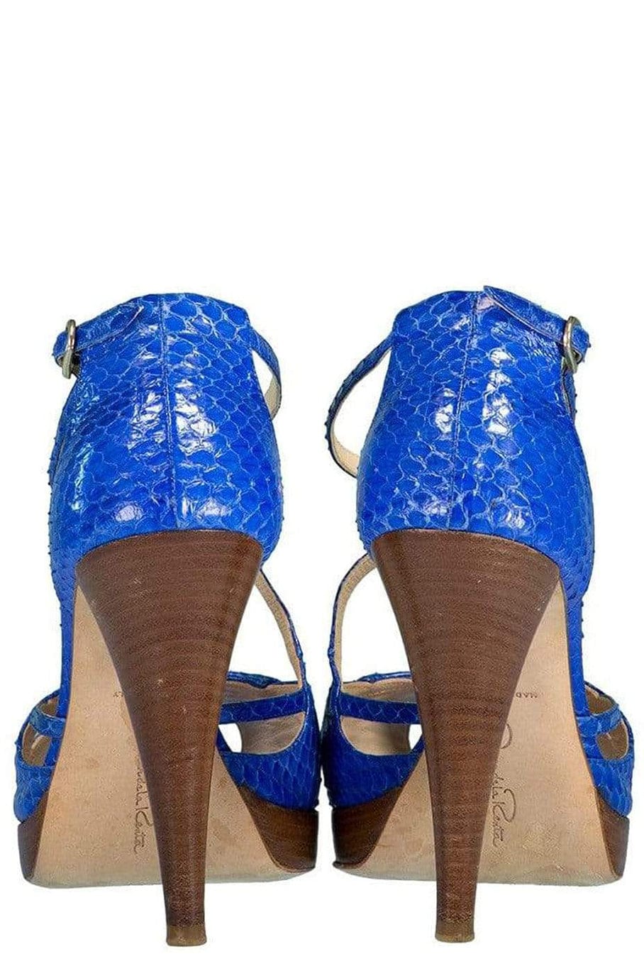 OSCAR DE LA RENTA-Snake Skin Platform Sandal-BLUE