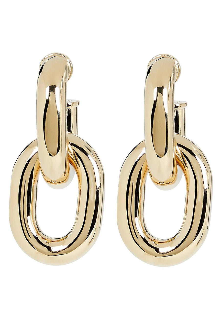 RABANNE-XL Gold Link Hoop Earrings-GOLD