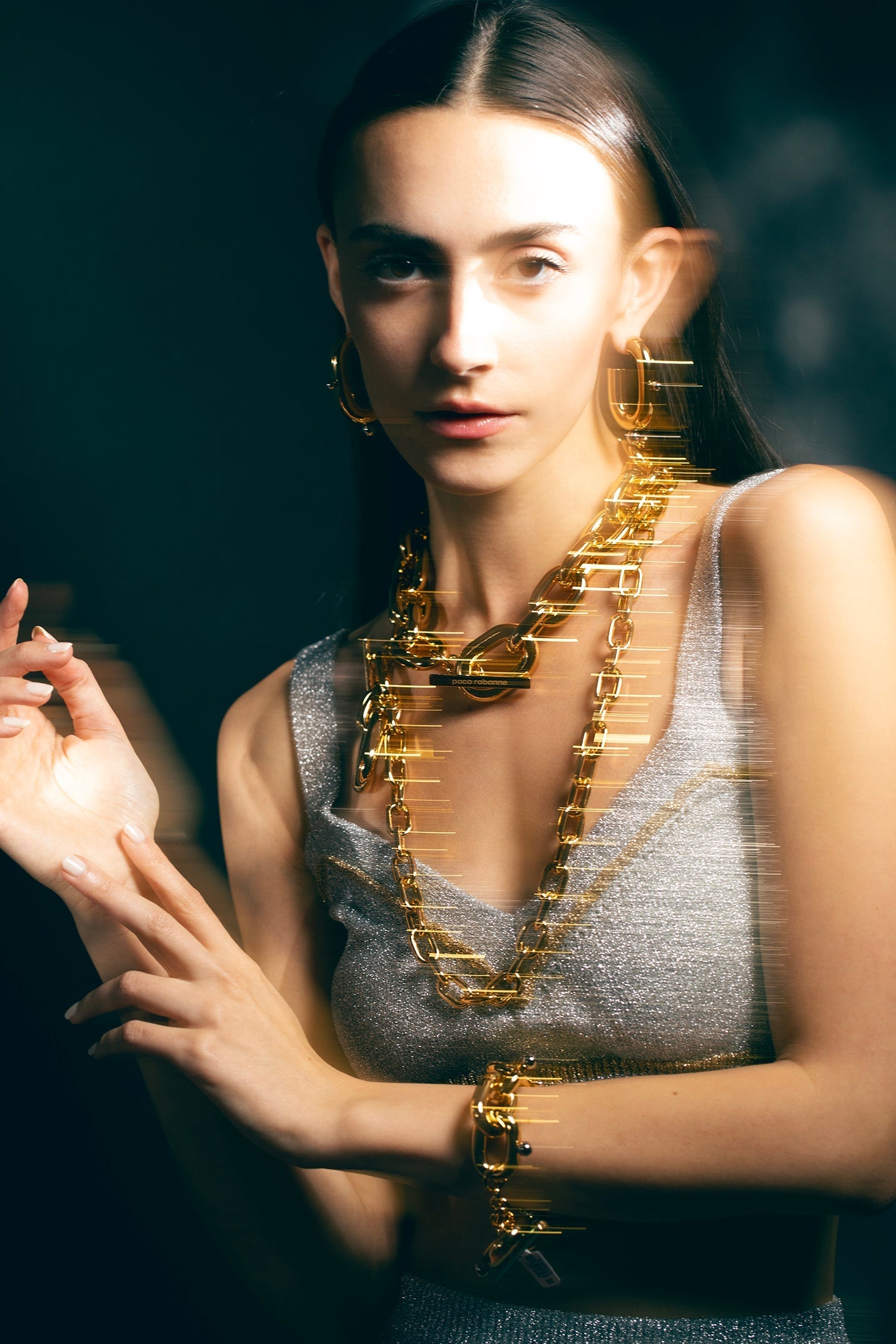 RABANNE-Gold Link Necklace-GOLD
