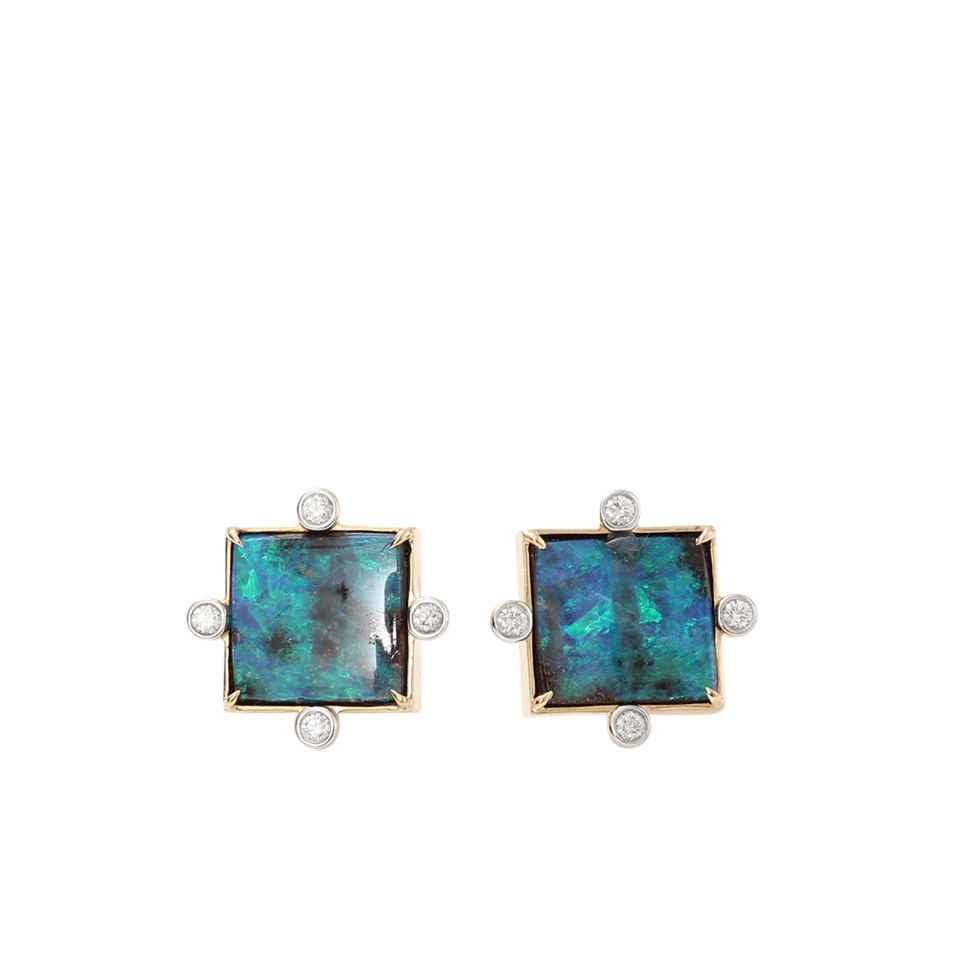 PAMELA HUIZENGA-Boulder Opal Stud Earrings-YELLOW GOLD