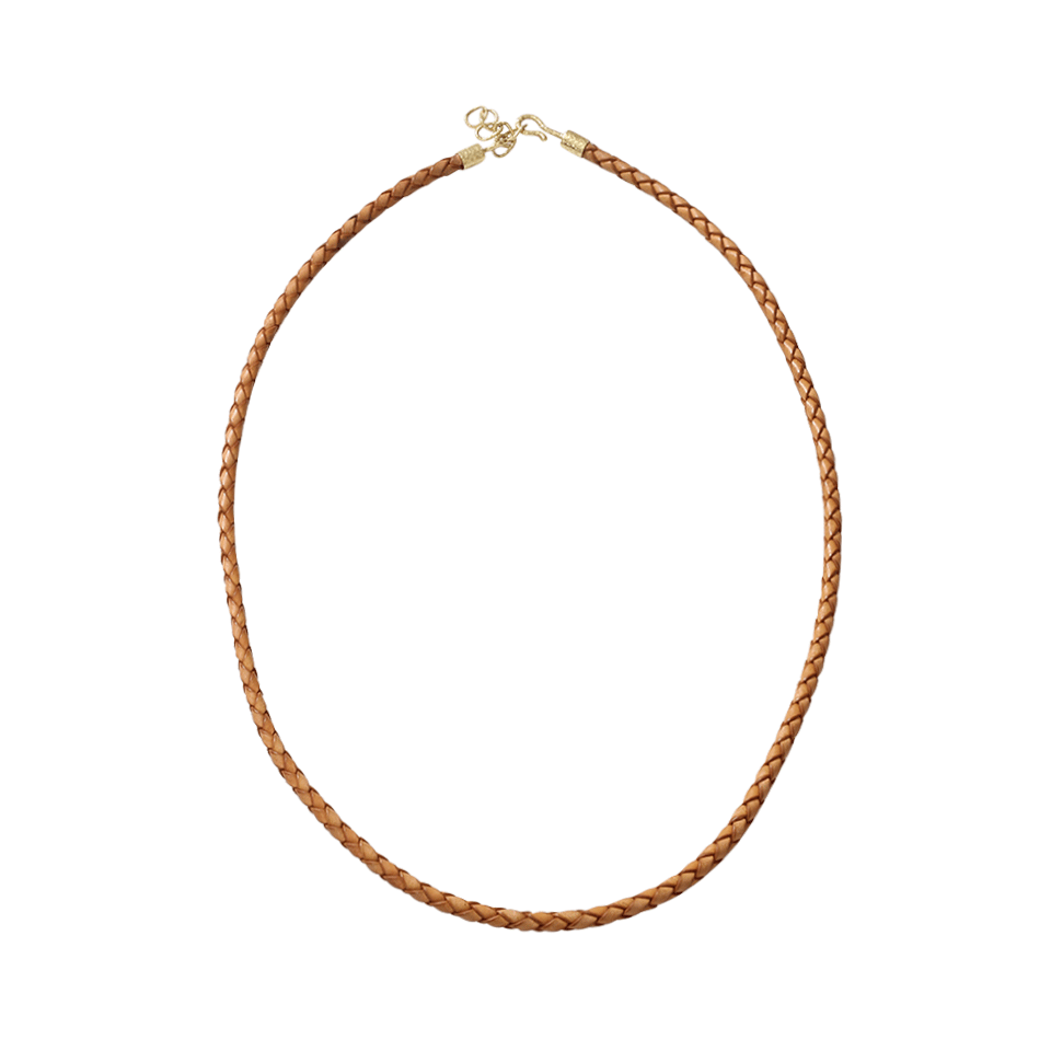 PAMELA HUIZENGA-Braided Leather Necklace-YELLOW GOLD