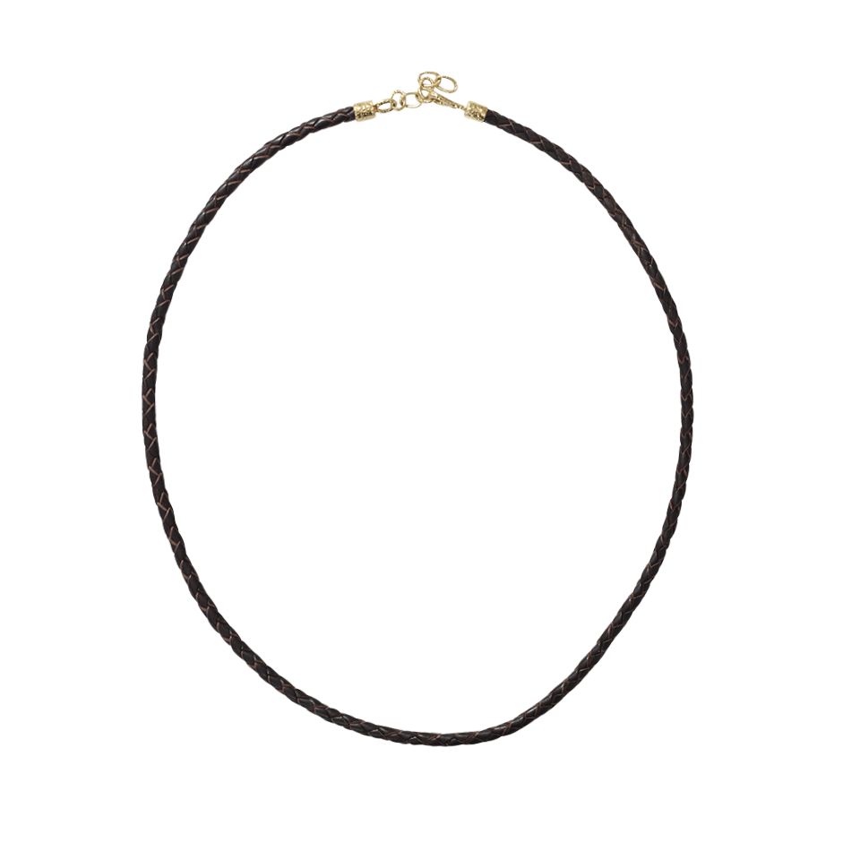 PAMELA HUIZENGA-Braided Leather Necklace-YELLOW GOLD