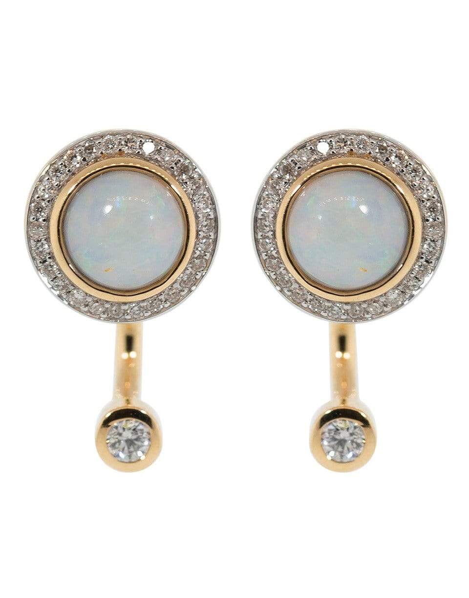 PAMELA LOVE-Cabochon Opal and Diamond Gravitation Earrings-ROSE GOLD