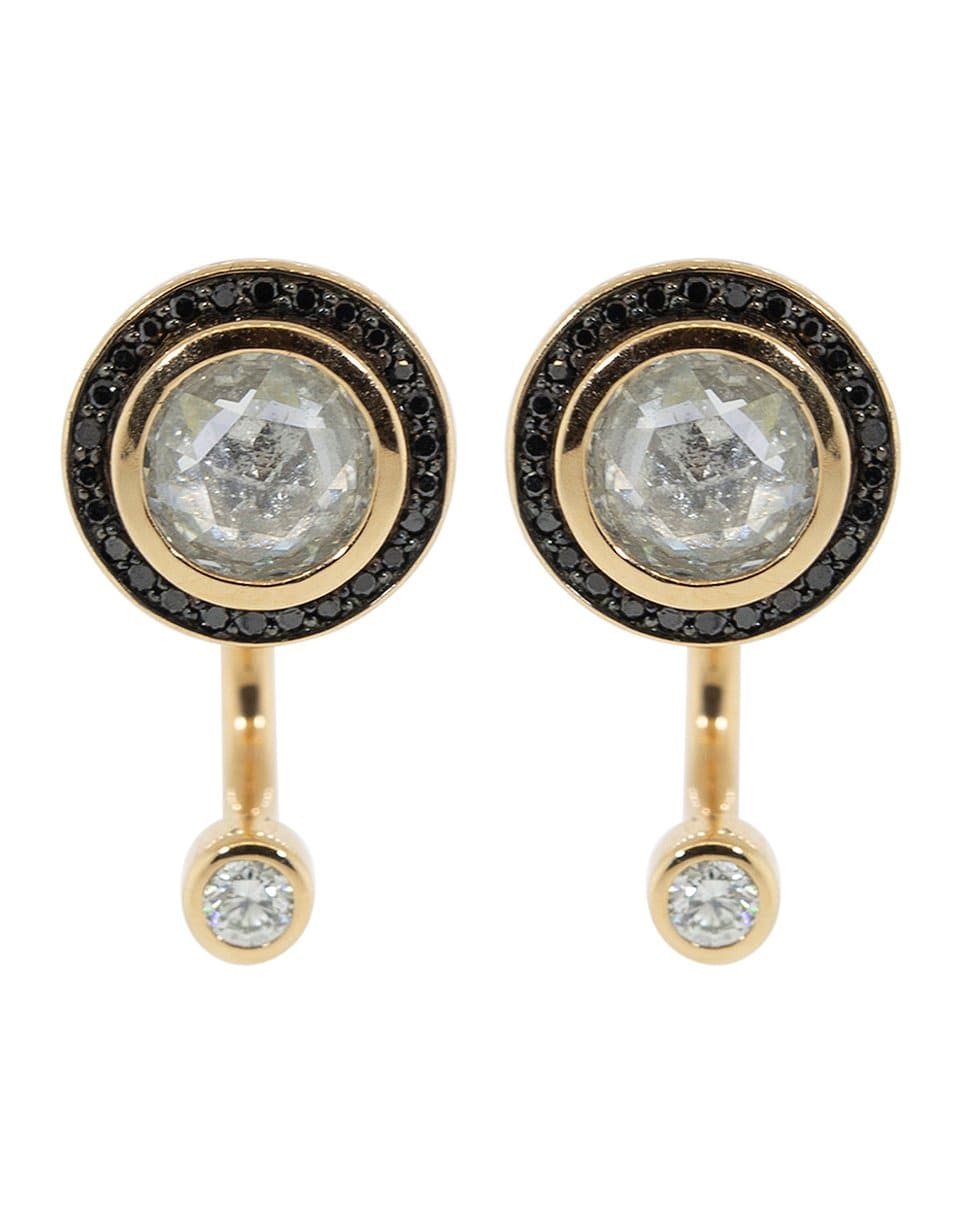 PAMELA LOVE-White and Black Diamond Gravitation Earrings-ROSE GOLD