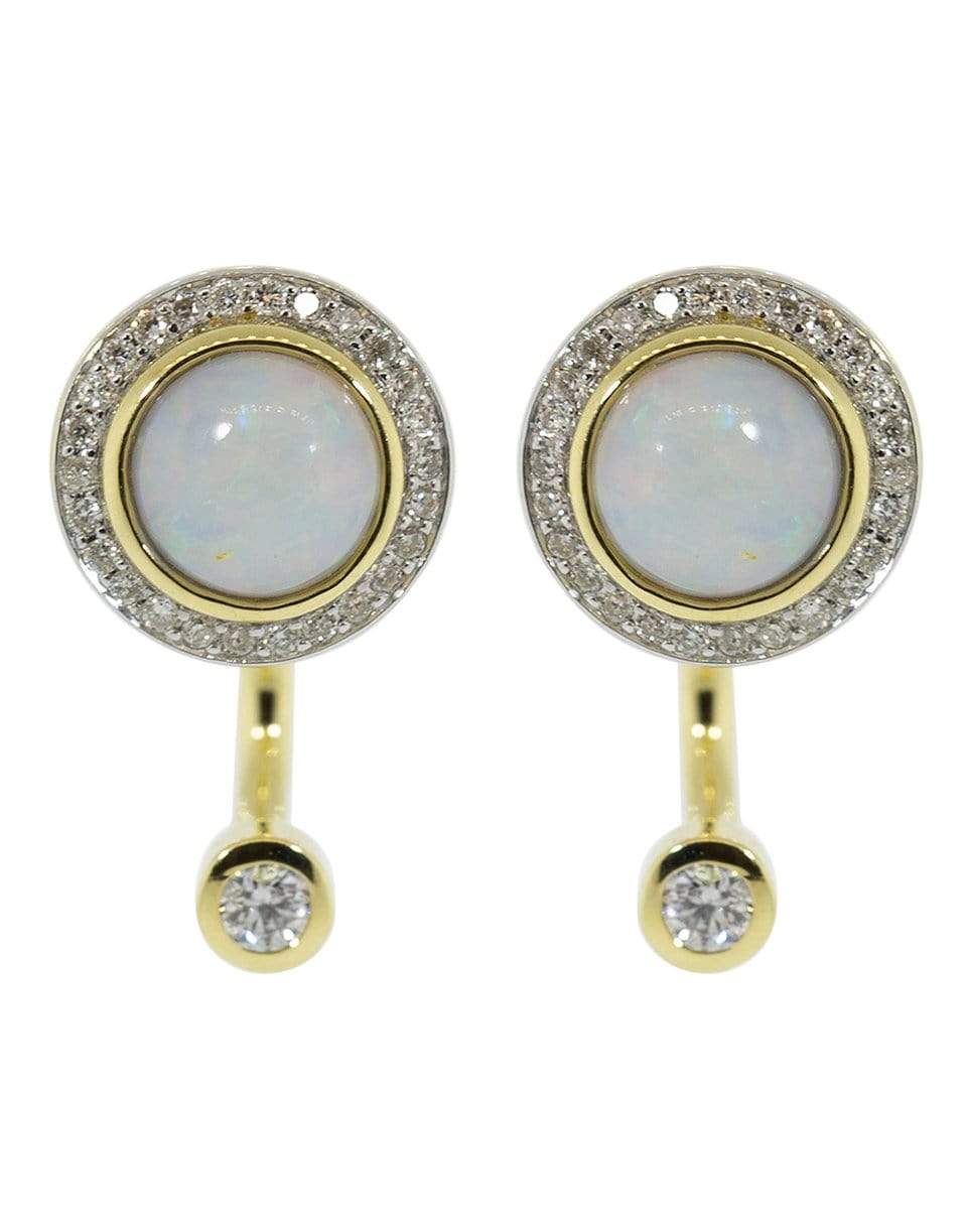 PAMELA LOVE-Cabachon Opal and Diamond Gravitation Earrings-YELLOW GOLD