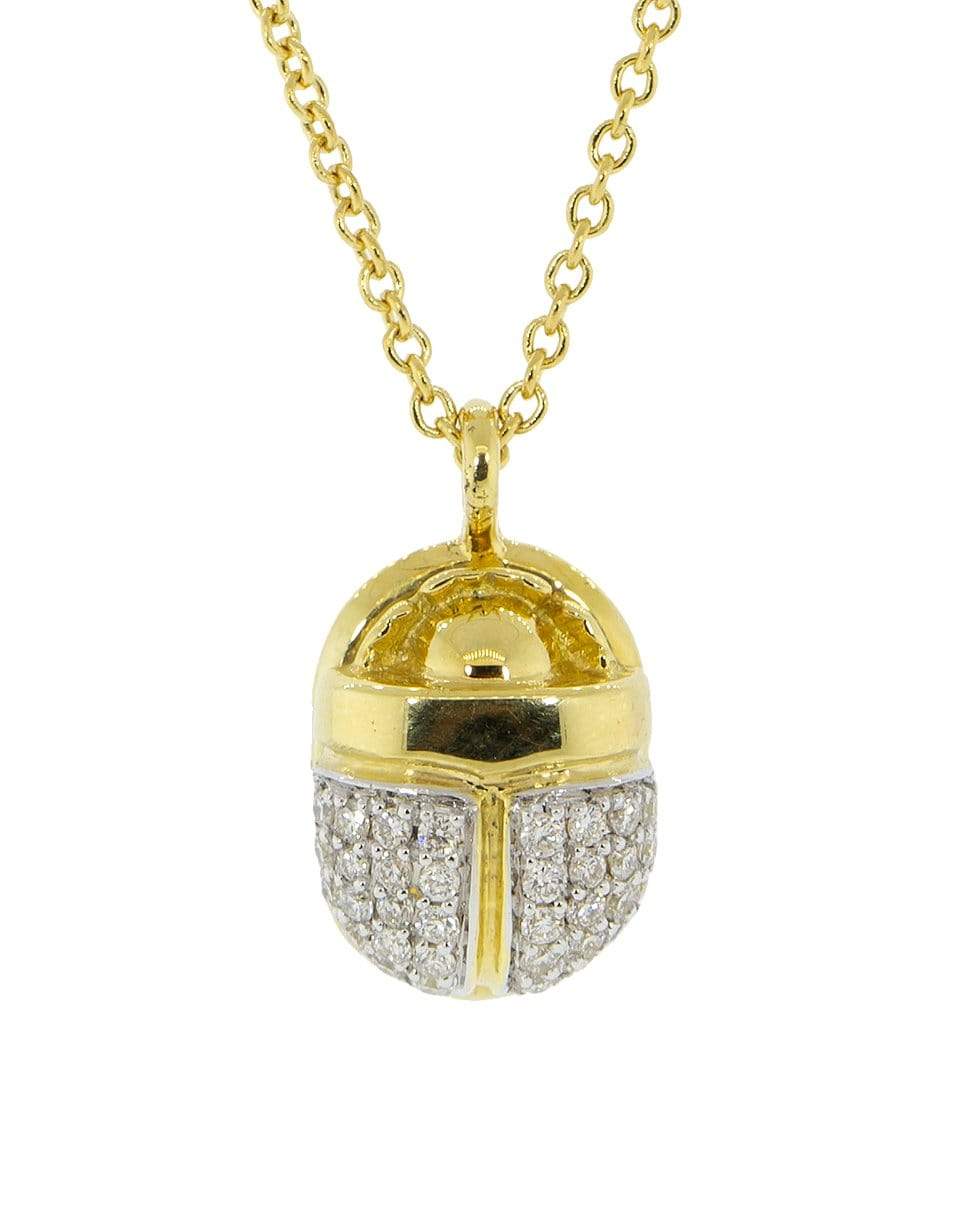 PAMELA LOVE-Pave Diamond Scarab Necklace-YELLOW GOLD