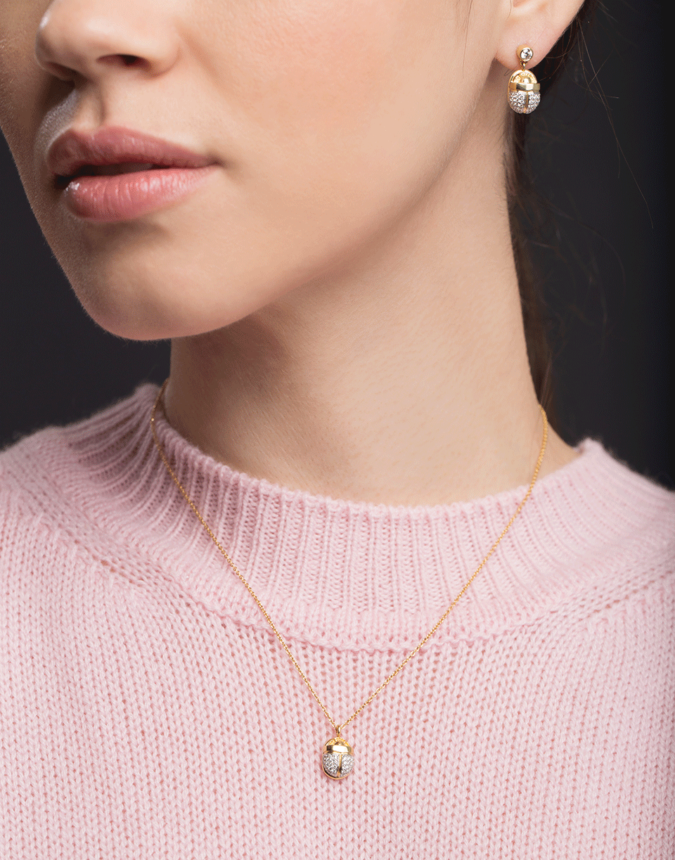 PAMELA LOVE-Pave Diamond Scarab Necklace-YELLOW GOLD
