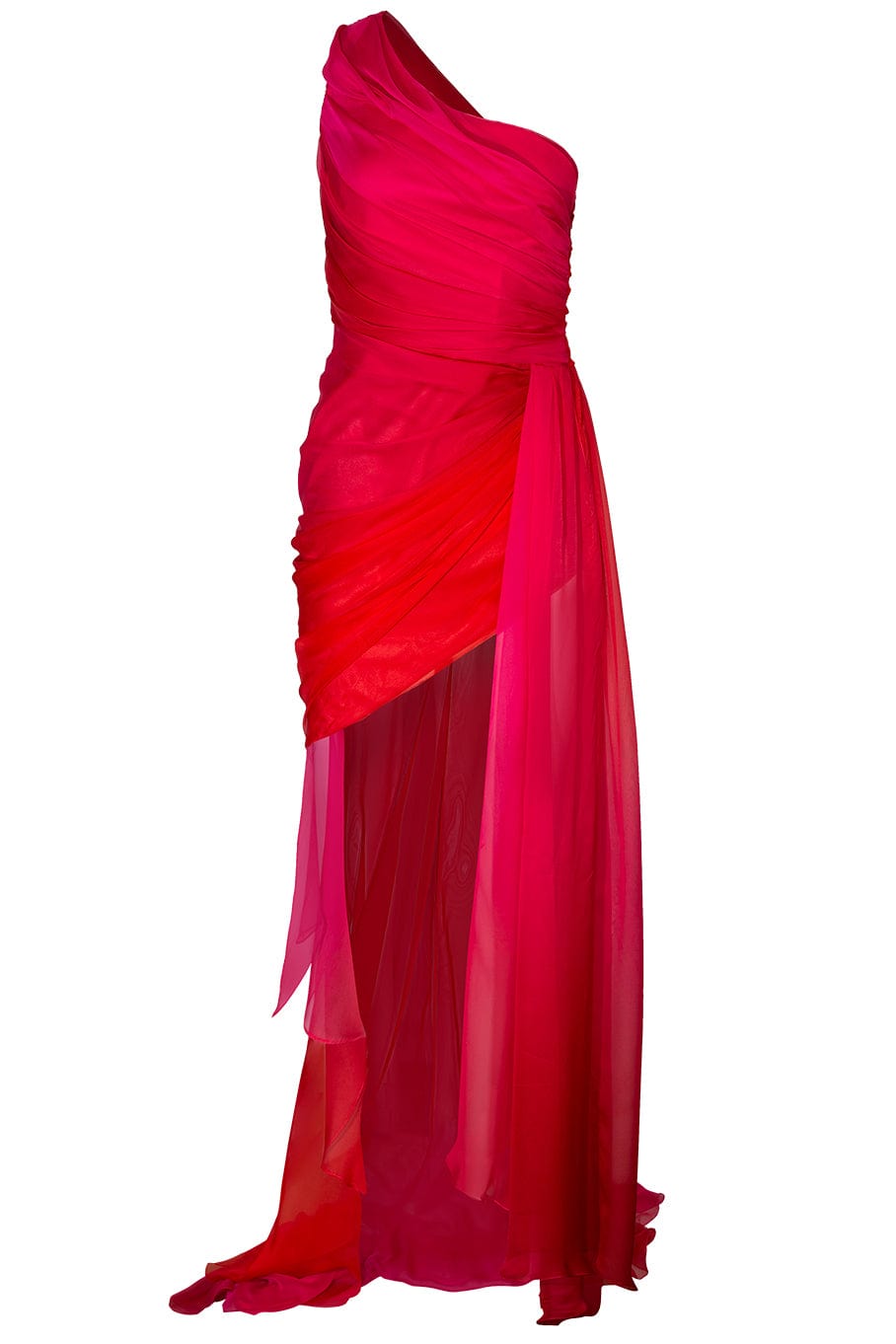 PAMELLA ROLAND-One Shoulder Ombre Pleated Dress-