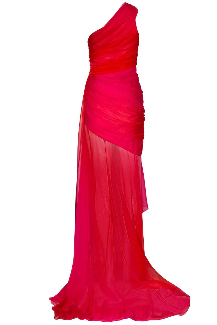 PAMELLA ROLAND-One Shoulder Ombre Pleated Dress-