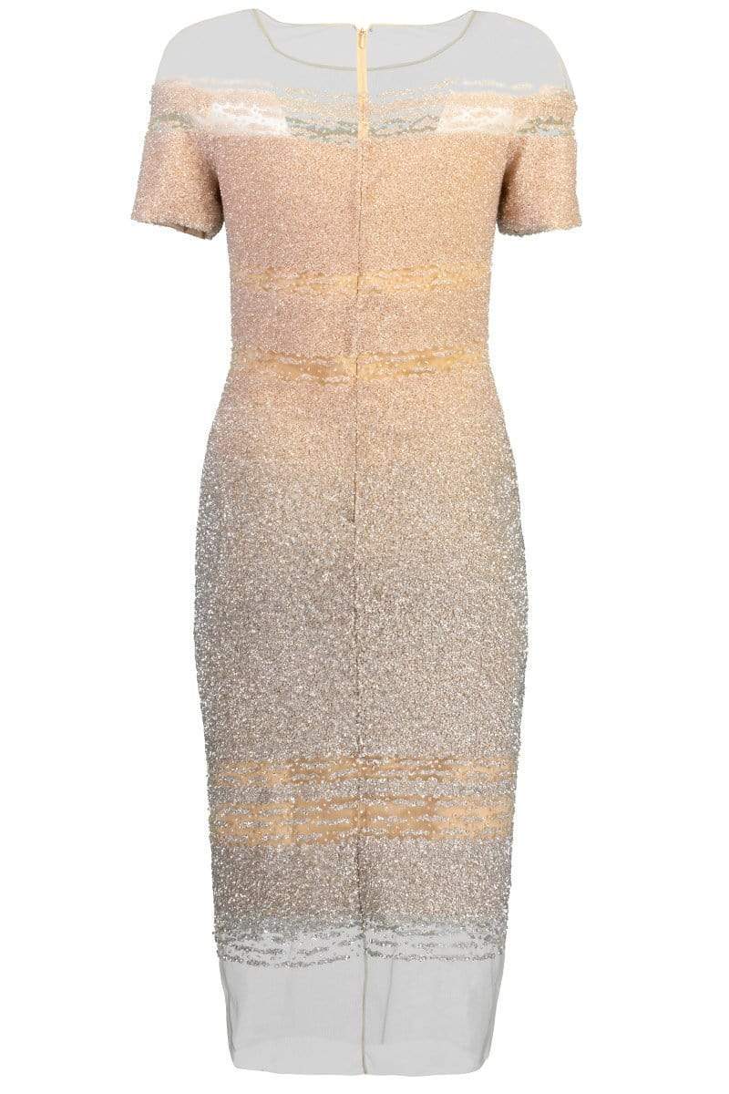 PAMELLA ROLAND-Signature Sequin Cocktail Dress - Blush Silver-