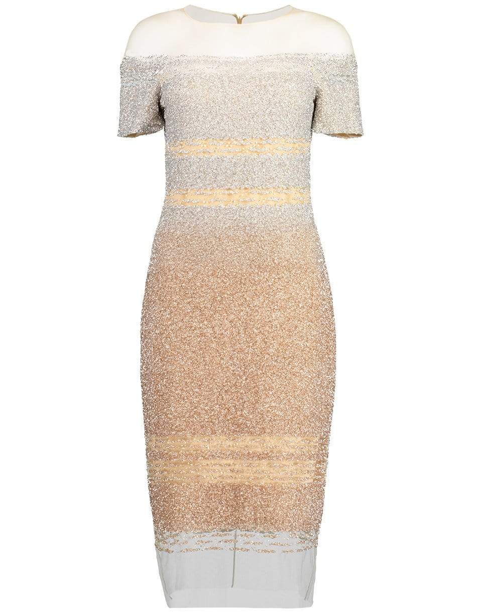 Silver and Gold Ombre Sequin Embroidered Cocktail Dress CLOTHINGDRESSCOCKTAIL PAMELLA ROLAND   