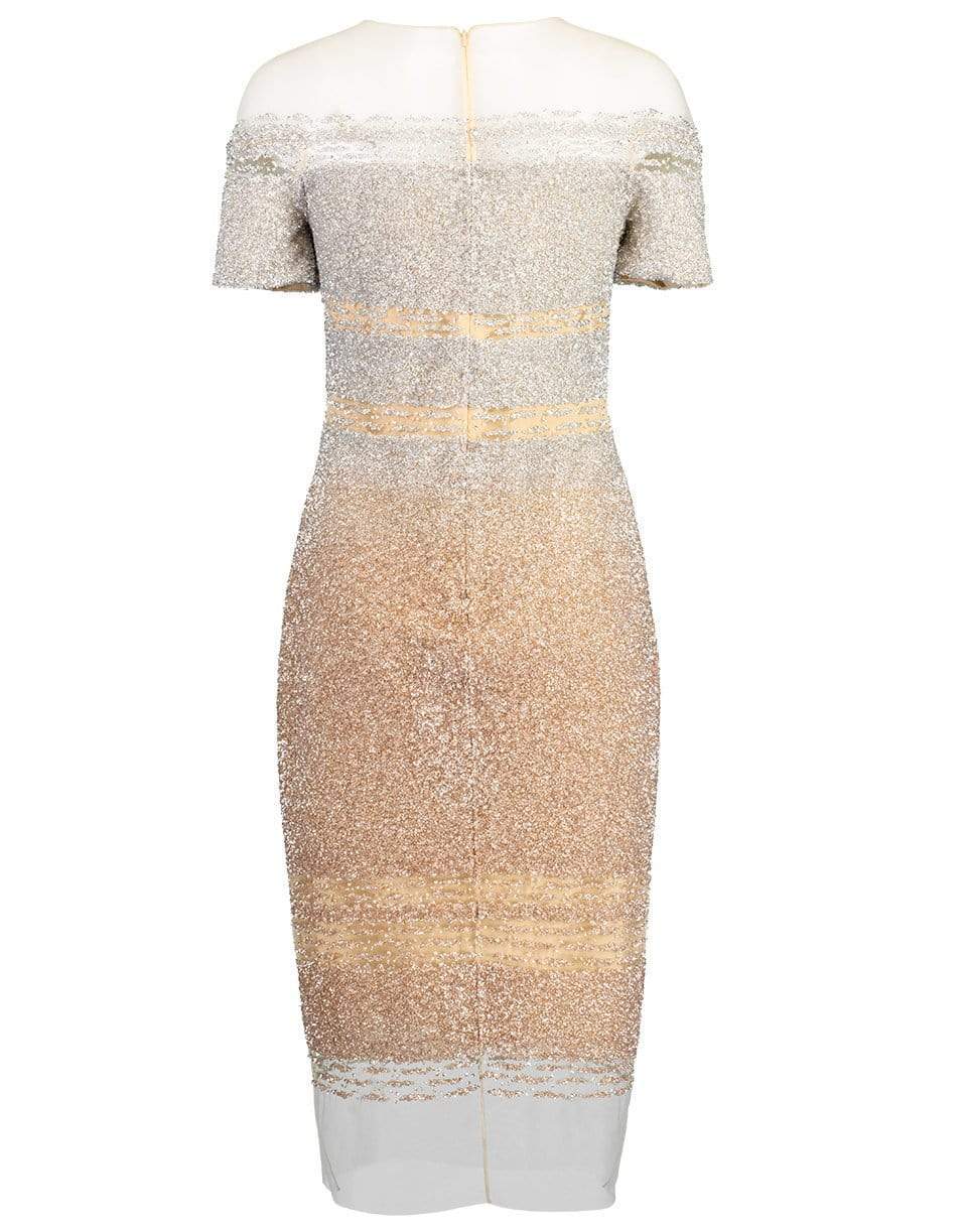 Silver and Gold Ombre Sequin Embroidered Cocktail Dress CLOTHINGDRESSCOCKTAIL PAMELLA ROLAND   