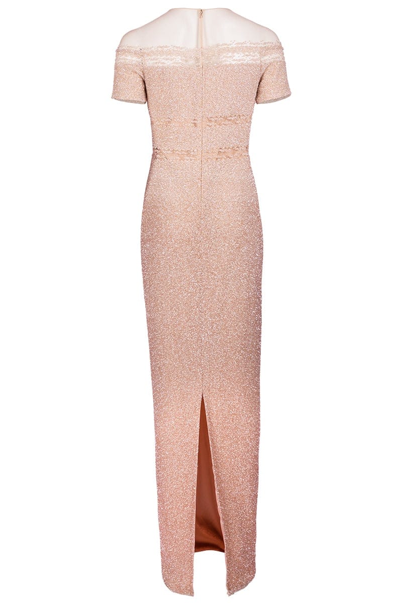 PAMELLA ROLAND-Ombre Embroidered Gown - Champagne-CHAMPAGNE