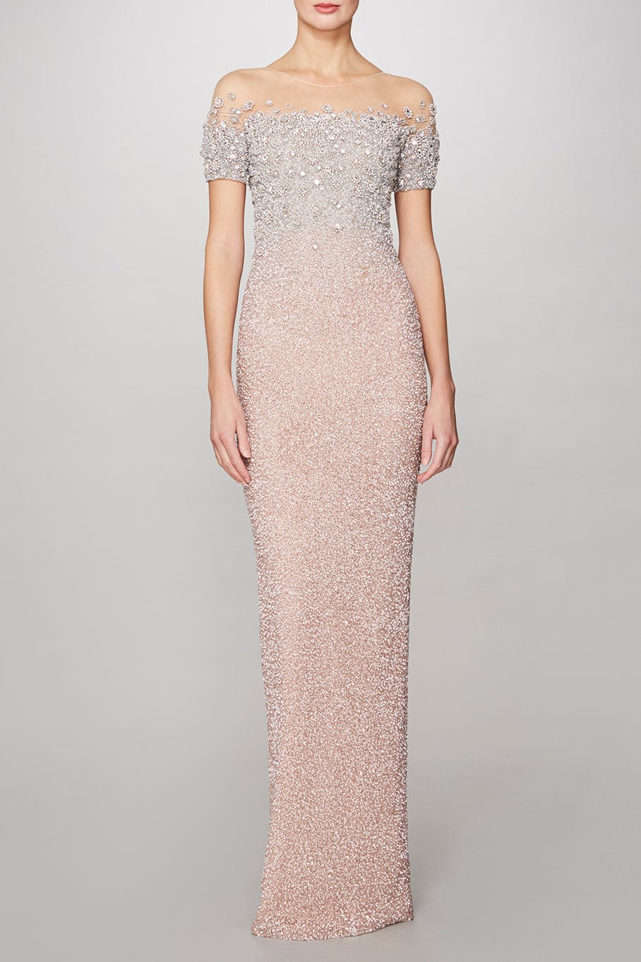 PAMELLA ROLAND-Sequin Gown With Crystal Degrade-