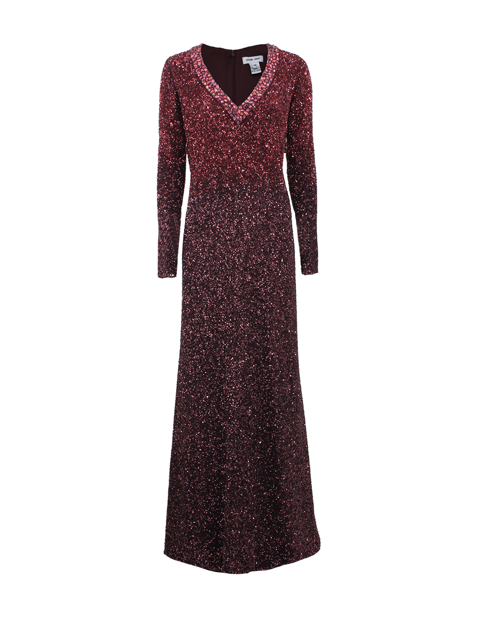 PAMELLA ROLAND-Ombre Signature Sequin Gown-WINE