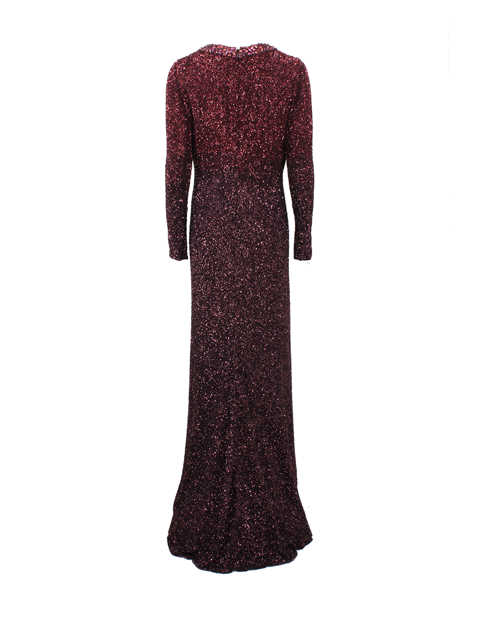 PAMELLA ROLAND-Ombre Signature Sequin Gown-WINE